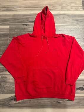 Vintage 90s Nike Red Embroidered Mini Swoosh Hoodie XL
